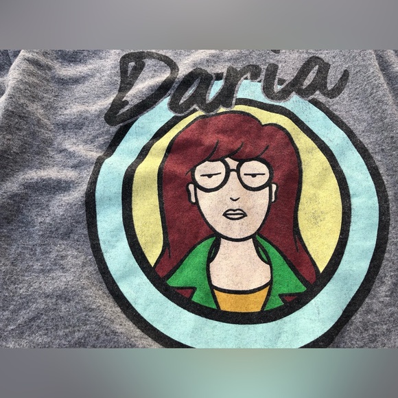 MTV Daria & Jane Short Sleeve Raw Hem Crop T-shirt Size Small Vintage Dark Gray - Picture 6 of 13